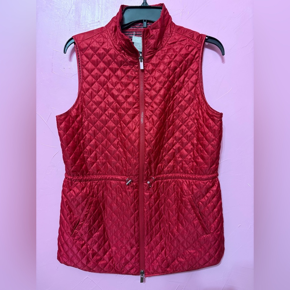 Chicos Size 0 Red Quilted Vest